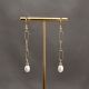 Gold Link Chain Freshwater Pearl Dangle Earrings